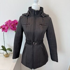 Laundry By Shelli Segal Quilted Belted lighweight Steel Gray Jacket Small